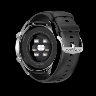 Řemínek ARMODD Silentwatch 5 Pro silikonový černý se stříbrnou sponou (22mm)