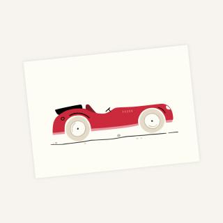 pohlednice červené auto