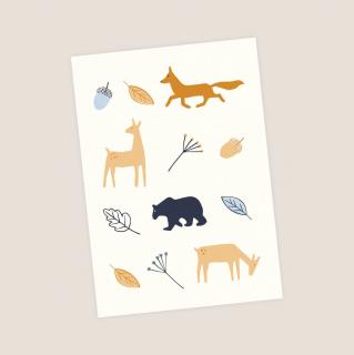 pohlednice zvířátka v lese