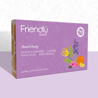 Přírodní mýdlo dárková sada mýdel Floral and Fruity 4x95g Friendly Soap