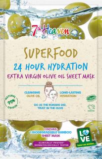 Superfood 24h Hydratační maska na ubrousku Extra Virgin olivový olej 7th Heaven