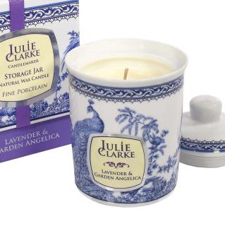 Svíčka Blue Peacock 150g Julie Clarke vůně: Levandule a Andělika zahradní