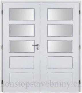 Bílé dveře interiérové 125 cm Masonite OREGON SKLO dvoukřídlé