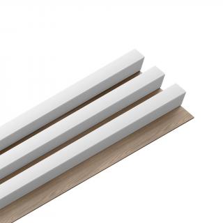 Dřevěná lamela LINEA 3 s dubovým podkladem 2750 x 176 x 40 mm bílá