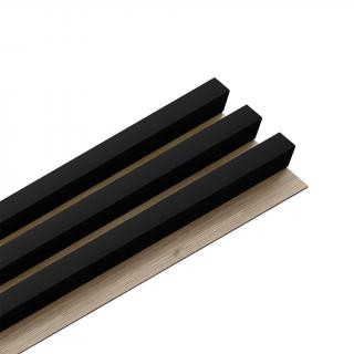Dřevěná lamela LINEA 3 s dubovým podkladem 2750 x 176 x 40 mm černá