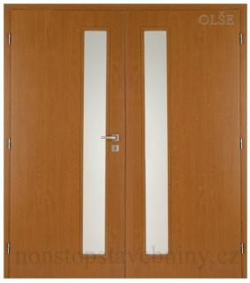 Interiérové dveře MASONITE laminované 125 cm VERTIKA sklo dvoukřídlé