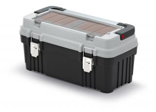 Kufr na nářadí s kov. držadlem a zámky OPTIMA 540 x 278 x 269 mm (krabičky) šedý