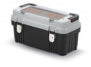 Kufr na nářadí s kov. držadlem a zámky OPTIMA 586 x 296 x 305 mm (krabičky) šedý