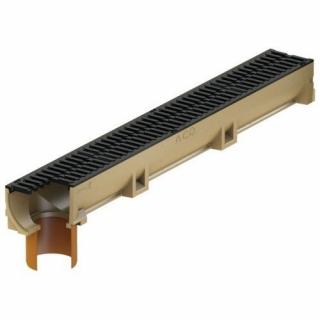 Odvodňovací polymerbetonový žlab ACO EUROSELF A15 s plastovou mříží a spodním odtokem 1000 x 118 x 100 mm