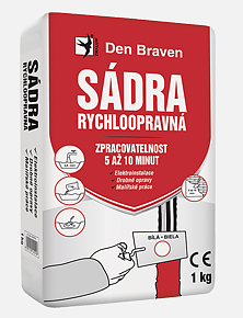 Sádra rychloopravná 1 kg bílá FAST GIPS Den Braven