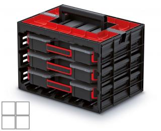 Skříňka s 3 organizéry TAGER CASE 415 x 290 x 290 mm (krabičky)