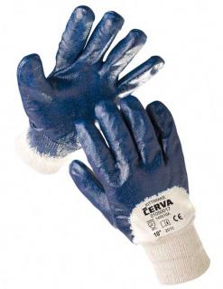 CERVA - KITTIWAKE rukavice bavlněné s nitril dlaní a pružnou manžetou, vel. 10