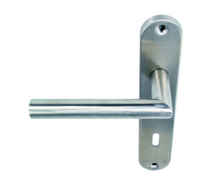 Dveřní klika, zaoblený štítek, rozteč 90mm pro dveře 35-55mm, SSG001