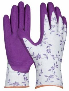 GEBOL - FLOWER LILA zahradní rukavice s latexovou vrstvou - velikost 7 (blistr)