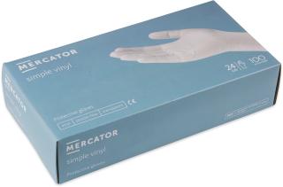 MERCATOR SIMPLE Vinylové jednorázové rukavice nepudrované 100ks, velikost L (VINÝL  bez pudru balení 100ks velikost L)