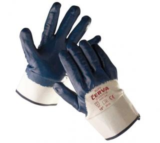 RUFF - rukavice z bavlněného úpletu s nitrilovou dlaní a tuhou manžetou,  vel.10