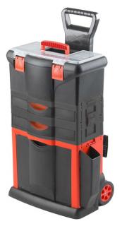 TOOD - Plastový pojízdný kufr,tažná rukojeť 460x330x730mm s 2x zásuvkou - TBR102