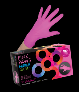 Jednorázové rukavice Framar Pink Paws - nitrilové, růžová Velikost: Large / velké