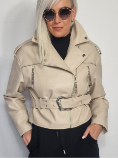 Béžová koženková bunda VEIN Béžová, S