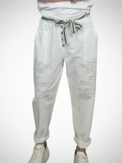 Bílé lněné kalhoty STEADY UNI S-XL