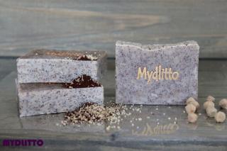 Mýdlová pemza  Aspero  100 g (Drsné a silně abrazivní mýdlo s ořechovými slupkami zjemní a perfektně vyčistí hrubou pokožku,vyrobené v rodinné mydlárně Mydlitto ® pro krásnou a dokonalou péči)