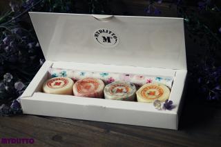 Scatola di sapone /mýdlová krabička 4 x 20 g (dárková krabička našich mýdel )