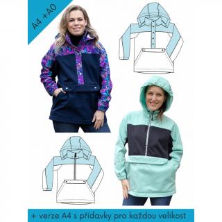 Střih na dámskou bundu/větrovku Parker vel.XXS-XXXL (204)
