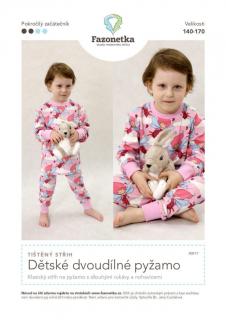 Tištěný střih Dětské dvoudílné pyžamo vel. 140-170