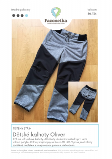 Tištěný střih na dětské kalhoty Oliver vel.80-134
