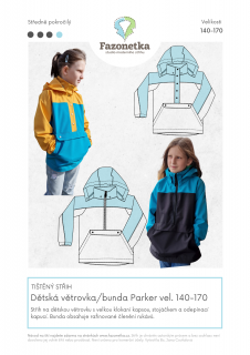 Tištěný střih na dětskou větrovku/bundu Parker vel.140-170