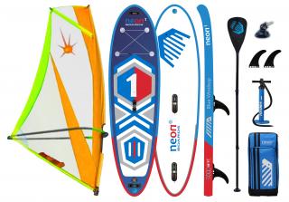 Nafukovací paddleboard Neon 1 Blue Windsup 10'7" + Komplet s plachtou 5.5 m2 X.O. Sails Commando Hliník, 5.5m²