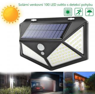 Solární venkovní 100 LED světlo s detekcí pohybu