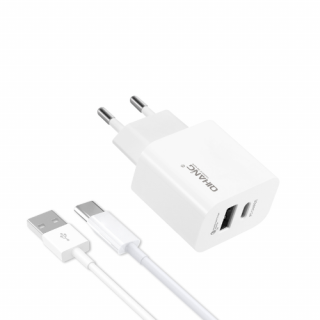 Výhodný SET: Rychlonabíječka/adaptér USB + USB-C 20W + nabíjecí kabel USB-C - Lighting 1M