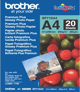 BP71GA4 (fotopapíry – 20 listů, A4, Premium Glossy, 260g/m2)