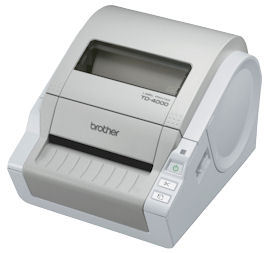 TD-4000 (Vysokorychlostní tiskárna štítků s integrovaným softwarem pro tvorbu čárových kódů a automatickým odstřihem.)