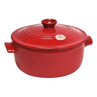 Emile Henry Hrnec kulatý s poklicí 28 cm červený Burgundy