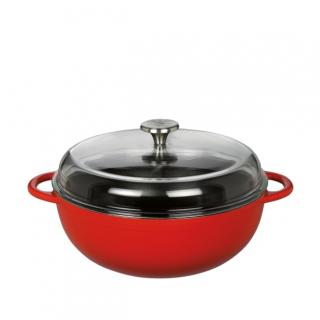 Farmářská pánev se skleněnou poklicí Marmite Provence 28 cm, červená - Küchenprofi