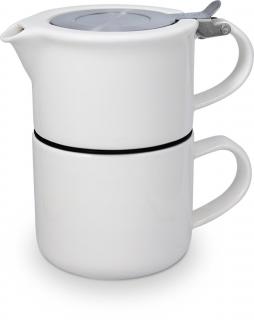 ForLife TeaForOne Čajová konvička se šálkem 0,4 l bílá