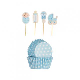 Košíčky a dekorace cupcaků s motivem miminka chlapečka Cupcake Cases, 48 ks - Mason Cash