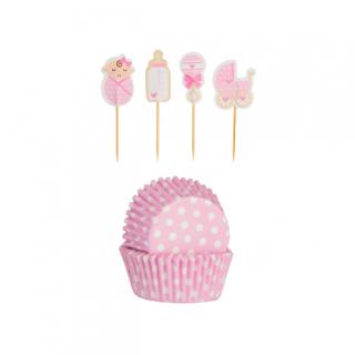 Košíčky a dekorace cupcaků s motivem miminka holčičky Cupcake Cases, 48 ks - Mason Cash