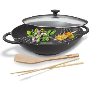 Küchenprofi Provence Set Wok s poklicí 36 cm černý