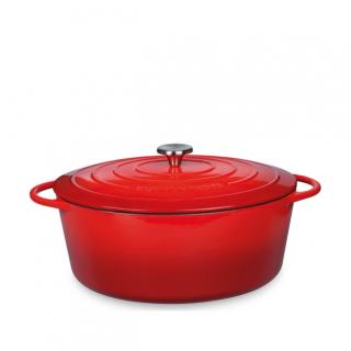 Litinový hrnec Provence 35 cm oválný, červený - Küchenprofi