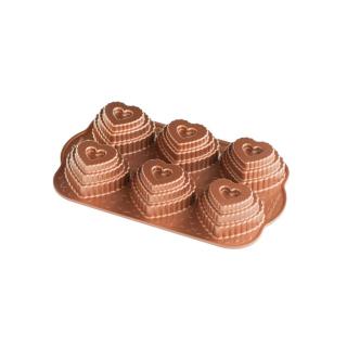 Nordic Ware Vrstvené srdíčko plát se 6 formičkam měděná