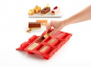 Set na zmrzlinové dezerty Mini Buche hranaté, červený - Lékué