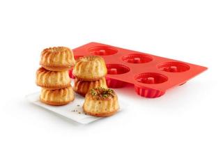 Silikonová forma na mini bábovky, Mini Savarin, 6 ks, červená - Lékué