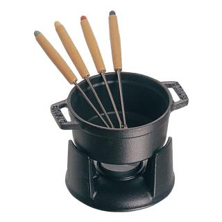 Staub Mini fondue set 4ks vidličky 10 cm/0,25l svíčka černý