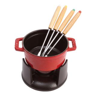Staub Mini fondue set 4ks vidličky 10 cm/0,25l svíčka višeň
