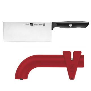 Zwilling Life set 2 ks nůž kuchařský čínský 18 cm + brousek červený 38590-005