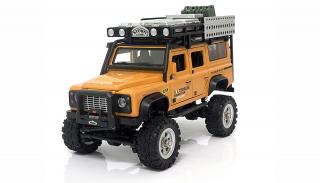 Amewi RC auto D90X28 Metall Scale Crawler 1:28 žlutý (CELOKOVOVÝ MAKETOVÝ Crawler D90X28 v podobě legendárního Land Roveru Defender, 1:28, 4WD, LED světla a blinkry, 2,4 GHz, ochrana proti sříkající vodě, plně proporcionální, 100% RTR)