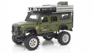 Amewi RC auto D90X28 Metall Scale Crowler 1:28 zelený (CELOKOVOVÝ MAKETOVÝ Crawler D90X28 v podobě legendárního Land Roveru Defender, 1:28, 4WD, LED světla a blinkry, 2,4 GHz, ochrana proti sříkající vodě, plně proporcionální, 100% RTR)